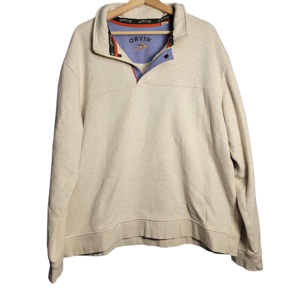 Orvis Anglers Quarter-Snap Mock Neck Sweatshirt XL Gorpcore Cabincore Minimalist